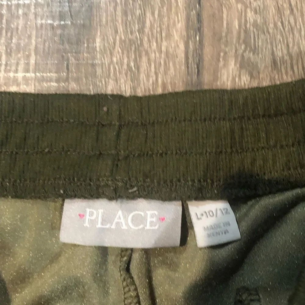 Place Girls Sweatpants Olive Green Velvet Joggers